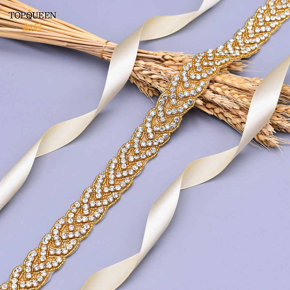 Bridal Waistband Wedding Belt Sash Bridal Rose Gold Rhinestone Applique