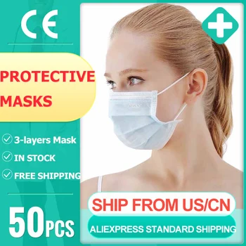 

3-layers disposable masks non-woven protective mouth masks anti-dust/anti-pollution facial mouth cover ear loop 50pcs/box