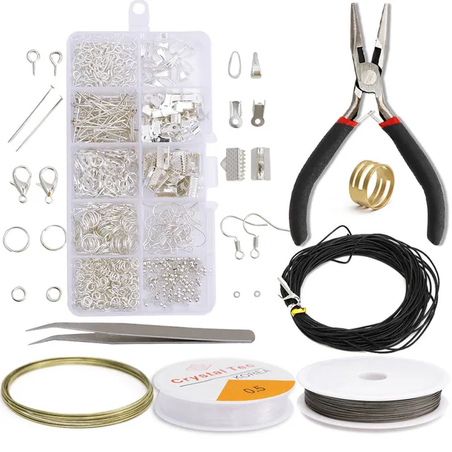Alloy Accessories Kits Jewelry Findings Earrings Accessories Tools Open Jump Rings Earring Hook Jewelry Making Supplies Kit Silver Set