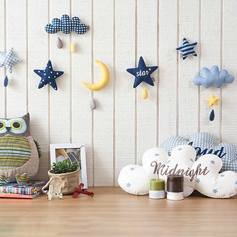  Diy Toy Non-woven Hanging Baby Bed Bell Cloud Balloons Star Rocket Wall Decoration Needlework