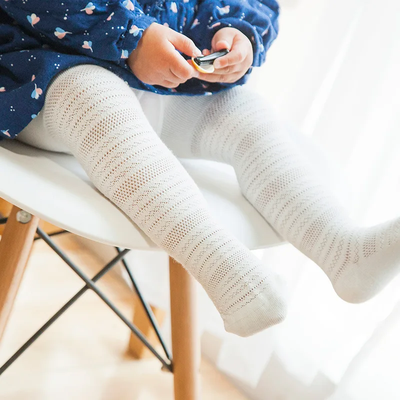 

Summer Thin Section Mesh Baby Leggings Socks Solid Color Combed Cotton Girls Anti Mosquito Pants Breathable Panty-hose for Kids