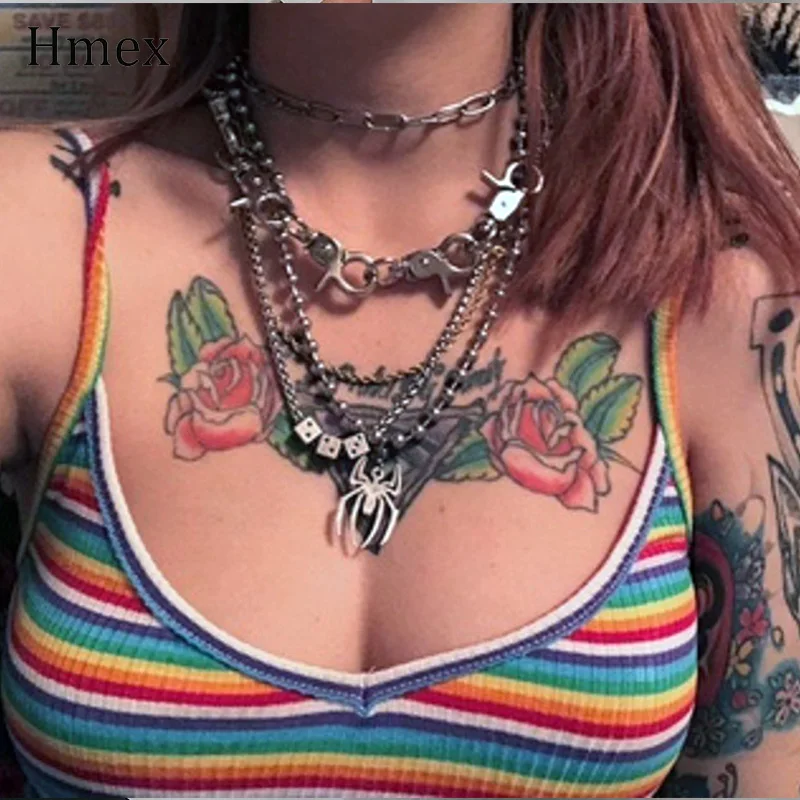 

100% Handmade Silver Color Chain Necklace Women Punk Gothic Men Heavy Duty Choker Metal Collar Unisex Cadena Jewelry Gifts