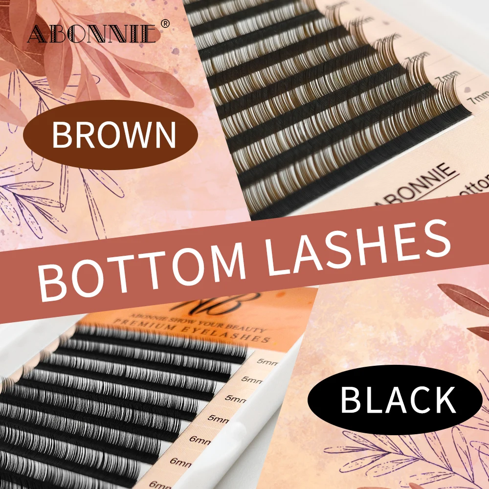 

Abonnie Bottom Lashes Matte Black Dark Brown Mink Lashes Tray Lower Eyelashes Extension Mixed Lashes Tray All Size Cilios