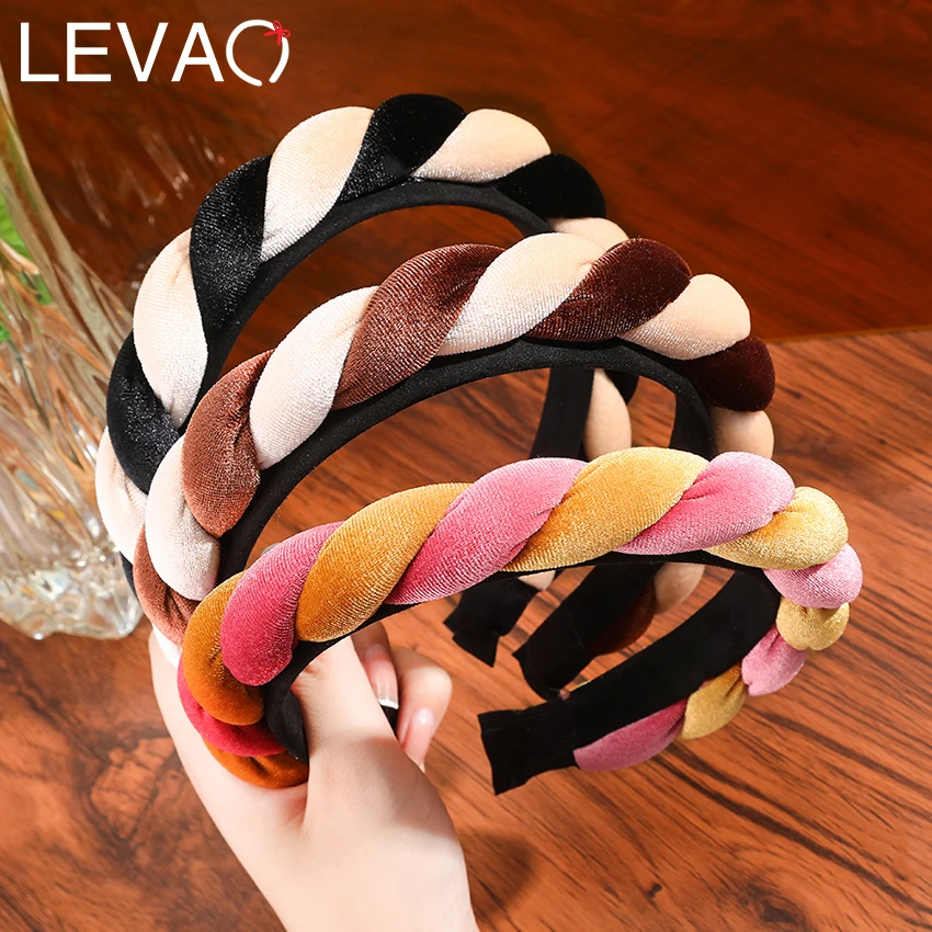 Levao-Diadema trenzada cruzada trenzas de dos colores, accesorios para el cabello, diadema de terciopelo, 2022 - AliExpress Accesorios para la ropa