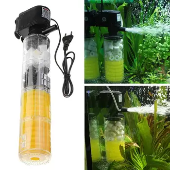 

3 in 1 Submersible Pump Filter Internal Air Driven Bio Filter for Fry Shrimp Nano Fish Tank Aquarium with EU Plug