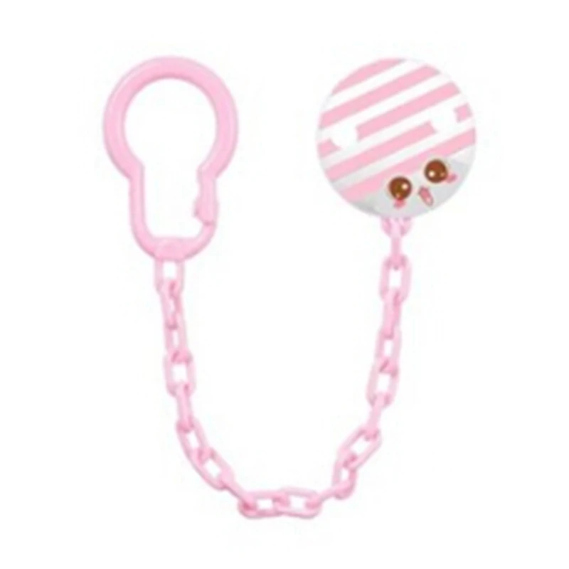 striped pink chain Новая Детская Соска с зажимом, цепочка для соски, ручная работа, разноцветный принт, полосатая пустышка, зажим для соски, держатель для соски для малышей - Цвет: striped pink chain