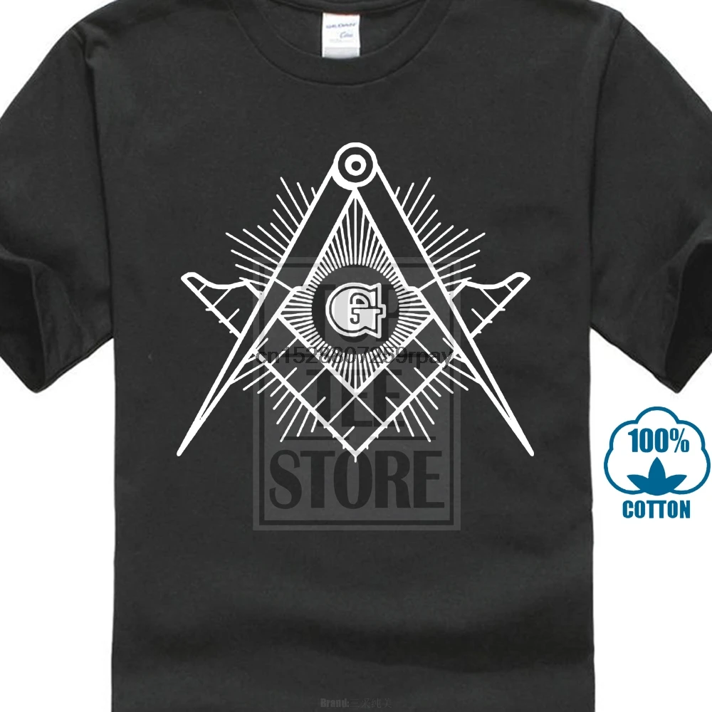 Summer Men Brand Clothing Solid T-shirt Masonic Square Compass God Eyes Symbol Sign Slim Straight T-shirts O-neck |