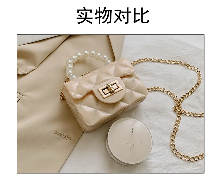 Dikaril Women Mini Handbag New Elegant Shoulder Messenger Portable Chain Bag Girl Cute Bag Pearl Crossbody Rhombus Small Bags