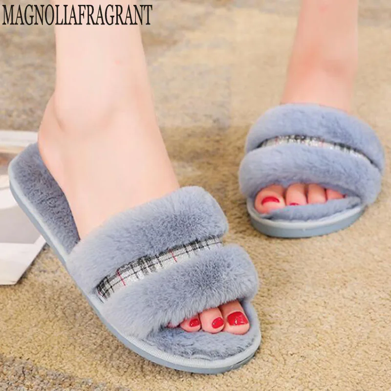 

Fashion Women Slippers Home Indoor Slippers Female Flat Shoes Ladies Checkered accessories plush slippers Chaussure Femme y367