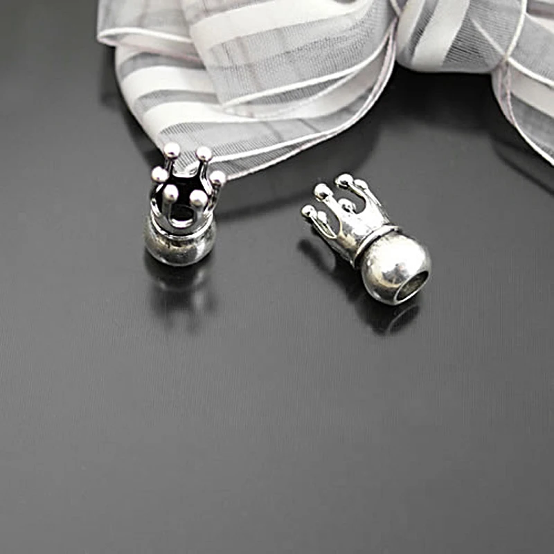 

(26498-G)20PCS Antique Silver Color Zinc Alloy Crown Large Hole Spacer Beads Bracelets Beads Jewelry Making Supplies Accessories