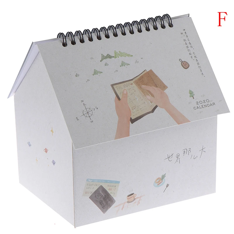 Календари с рисунками животных настольная коробка для хранения креативный складной дом Настольный календарь Ван Гог Звездная ночь Мультфильм - Цвет: F
