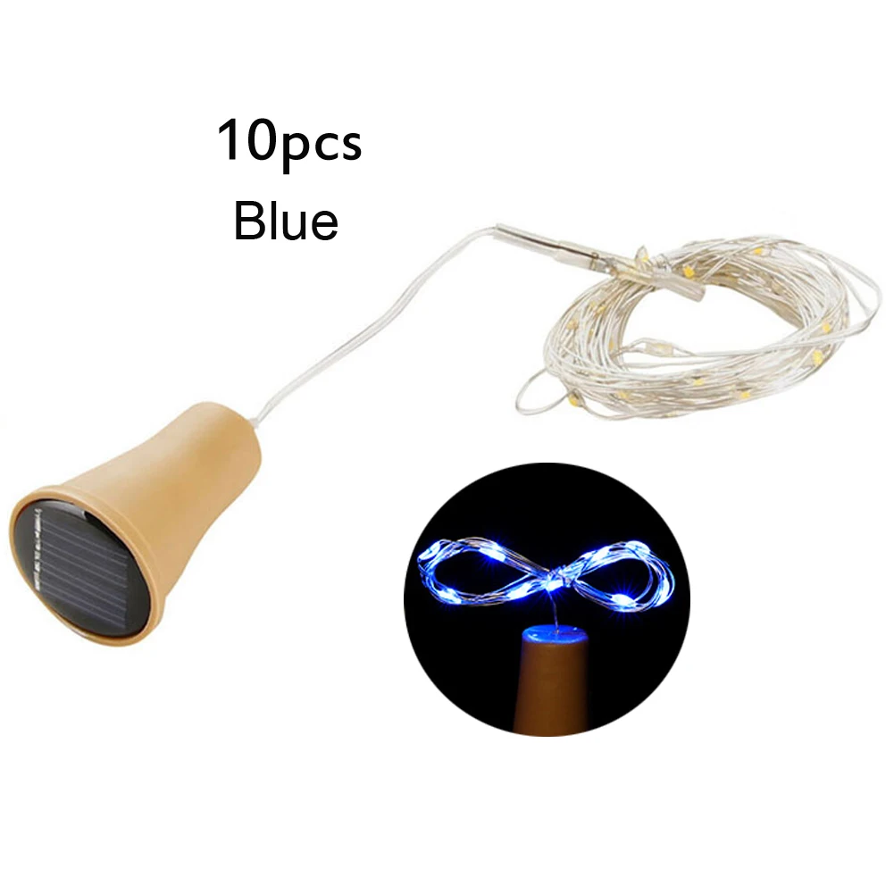 10PCS Solar Wine Bottle Lights 20 LED Solar Cork String Light Copper Wire Fairy Light for Holiday Christmas Party Wedding Decor outdoor solar spot lights Solar Lamps