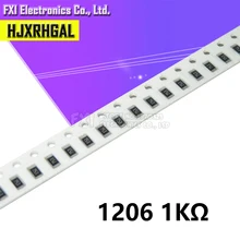100 шт 1206-1K 1206 SMD резистор 1K ohm Резистор проволочного чипа 0,25 W 1/4W 102