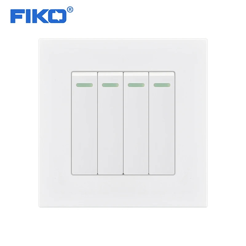 Кнопочный переключатель FIKO 1/2/3/4 Gang 1/2 Way черный белый золотой серый ПК Панель
