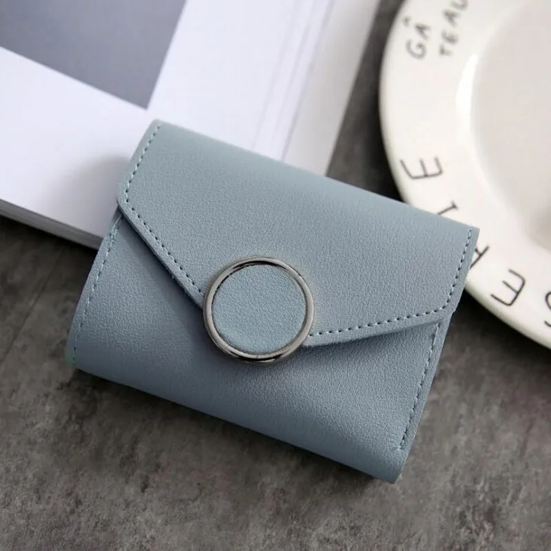Gray blue Кожаный женский кошелек маленький и тонкий кошелек с отделением для монет женские кошельки с отделением для карт Роскошные брендовые кошельки дизайнерский кошелек - Цвет: Gray blue