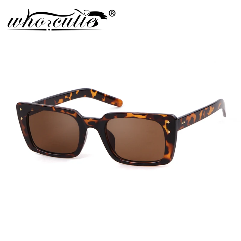 

WHO CUTIE Leopard Square Sunglasses Women Men 2019 Brand Design Sun Glasses Shades Tortoise Shell Small Rectangle Frame S097