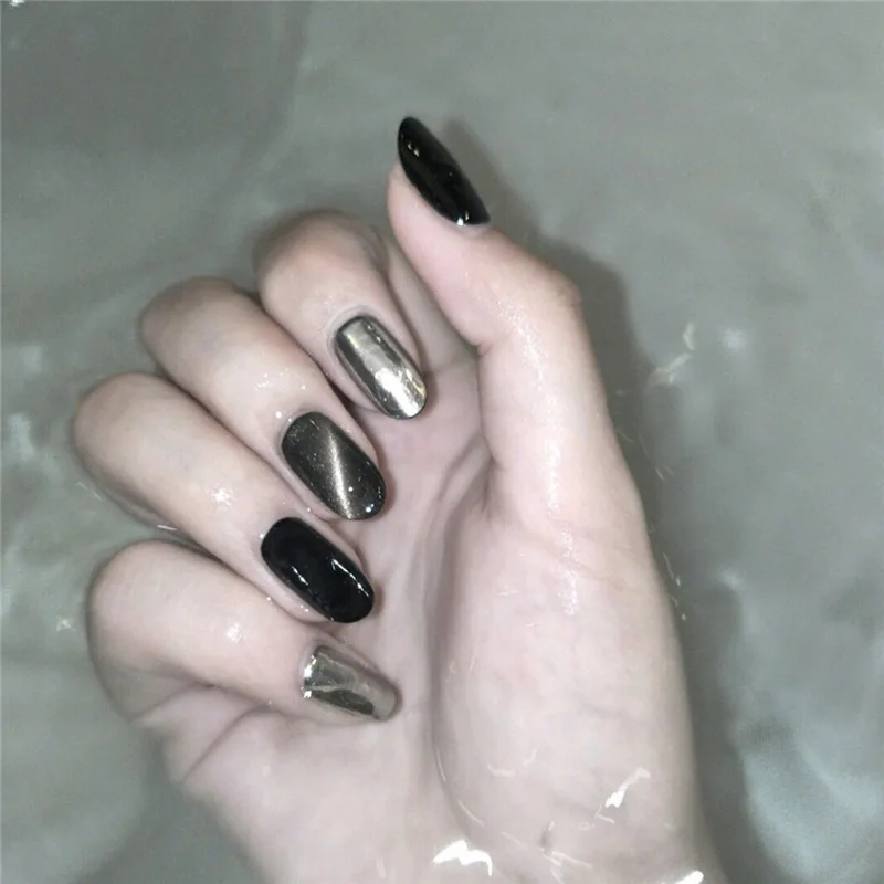

24pcs/box Fake Nails Manicure Tips Detachable stiletto cat eye night color False Nail Artificial Tips Set Fake Extension nails