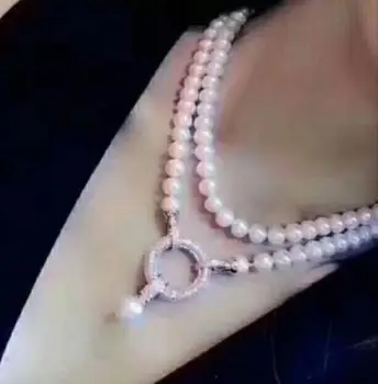 

Fashion jewelry Free Shipping noble jewelry 9-10mm Freshwater pearl pendant necklace 35inch