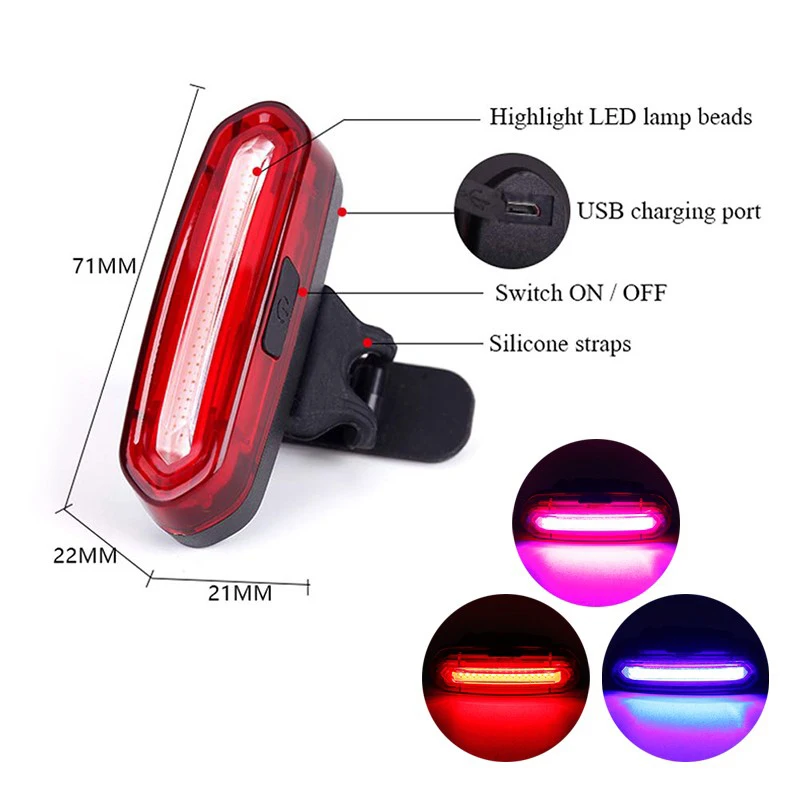 300 Lumens Bike Lights Rechargeable Bicycle LED Lights Front Headlight + Rear Taillight Bicycle Flashlight Warning Lights