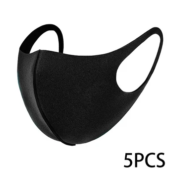 

5Pcs Washable Earloop Face Breathing Mask Cycling Anti Dust Environmental Mouth Mask Respirator Fashion Black Mask