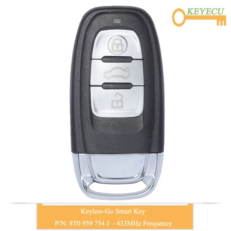 Пульт дистанционного управления KEYECU Smart Prox для Audi Q5 A4L Fob 3 кнопки 433 МГц P/N: 8T0 959 754 J