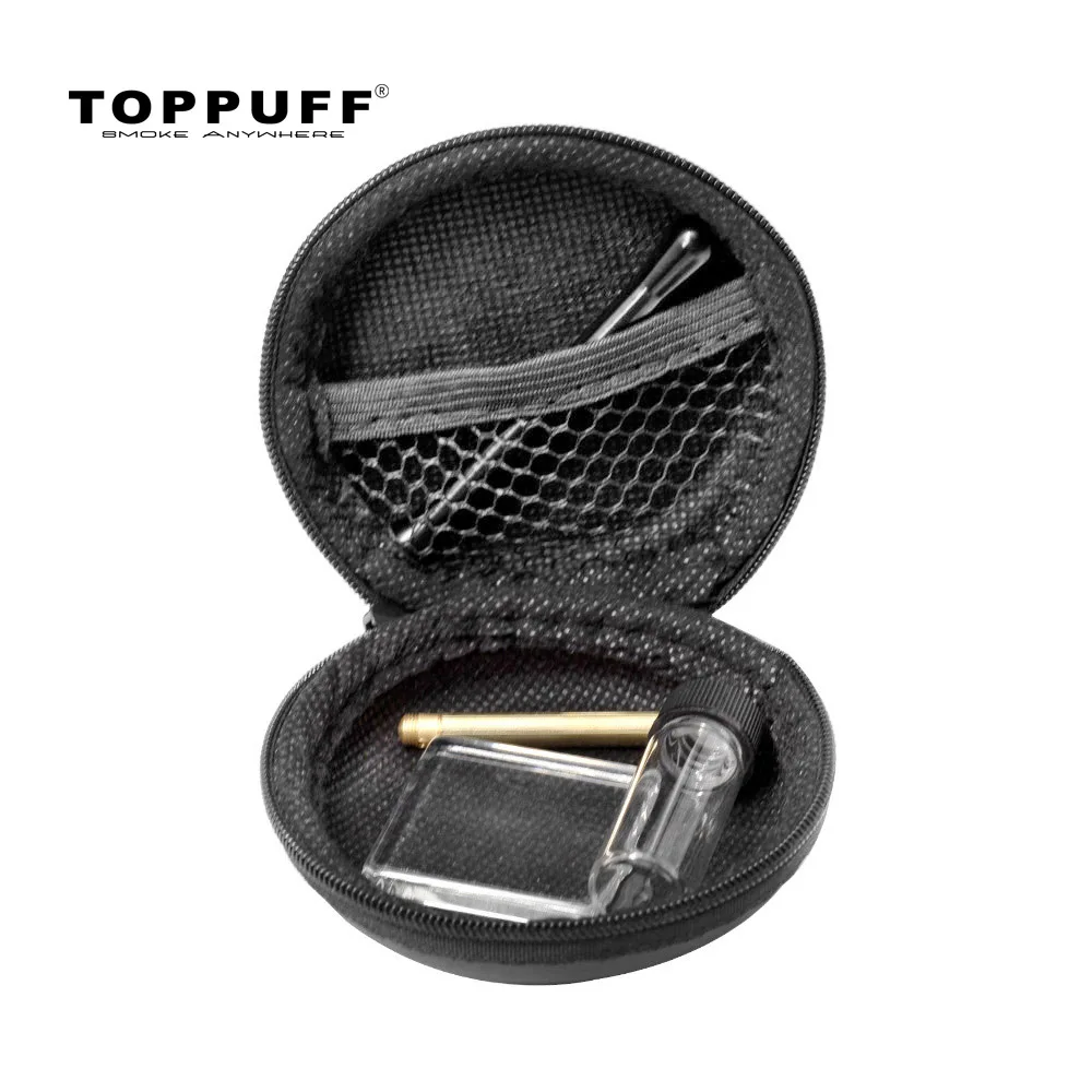 TOPPUFF Snuff Set Snuff Straw Tube Sniffer Brass Snuff Spoon Aluminum Glass Pane Glass Pill Bottle Smoke Pipe