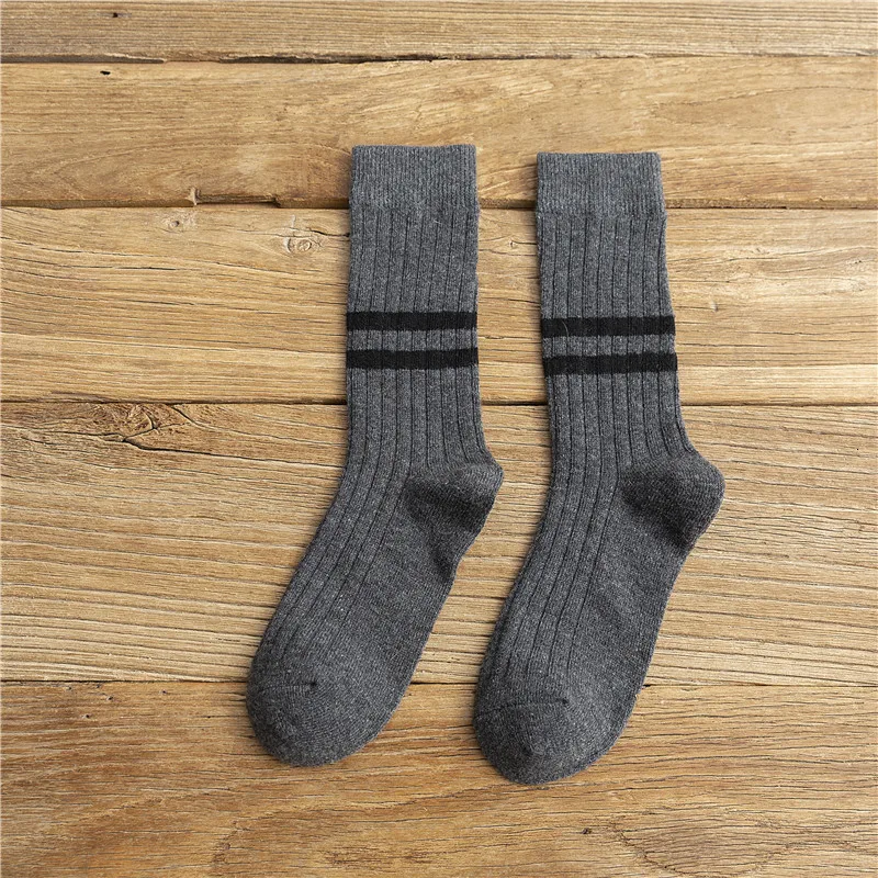 Dark grey SP& CITY, новинка зимы, женские полосатые шерстяные носки, женские плотные лаконичные однотонные теплые носки, Стильные повседневные носки Joker Sox Original - Цвет: Dark grey