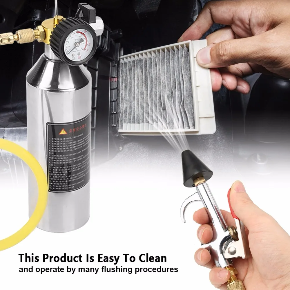 1L Car Air Conditioner A/C Line Set Flush Tools Canister Guns Nozzle
