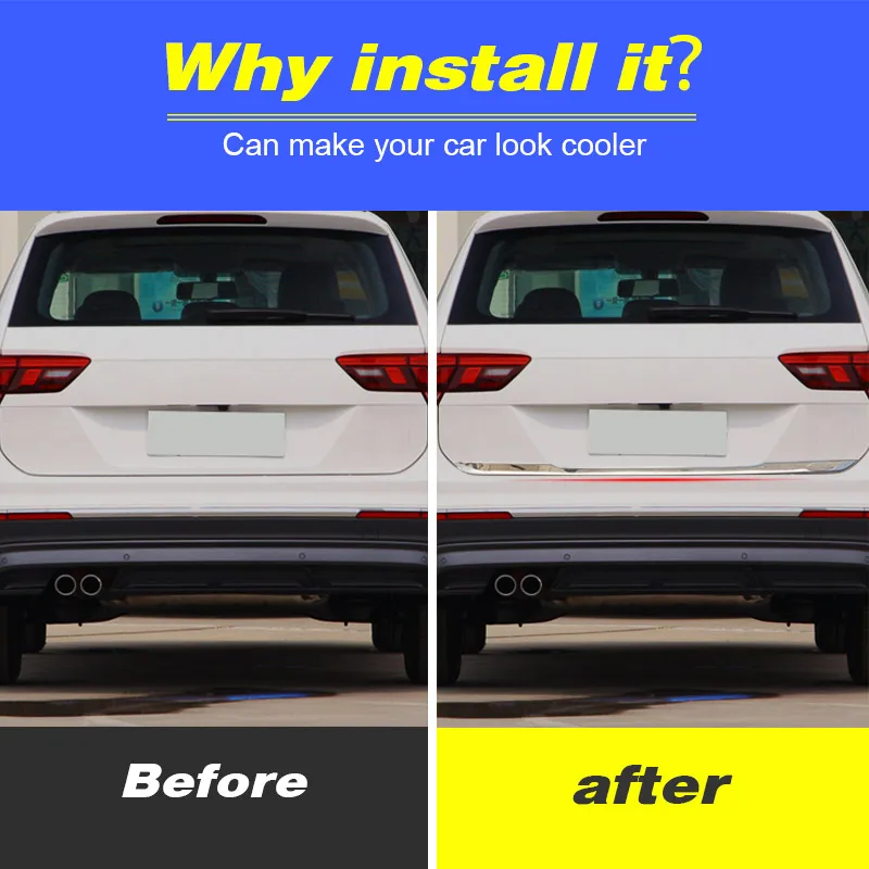 Hivotd For VW Volkswagen Tiguan stainless steel Rear Trunk Door Handle Cover Tail Gate Trim Bezel Molding Styling