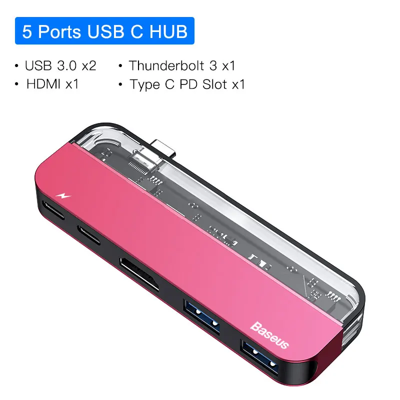 Baseus USB C концентратор для мульти HDMI USB 3,0 usb-хаб для MacBook адаптер Аксессуары Pro Thunderbolt 3 SD кард-ридер type-C usb-хаб - Цвет: HDMI USB C HUB