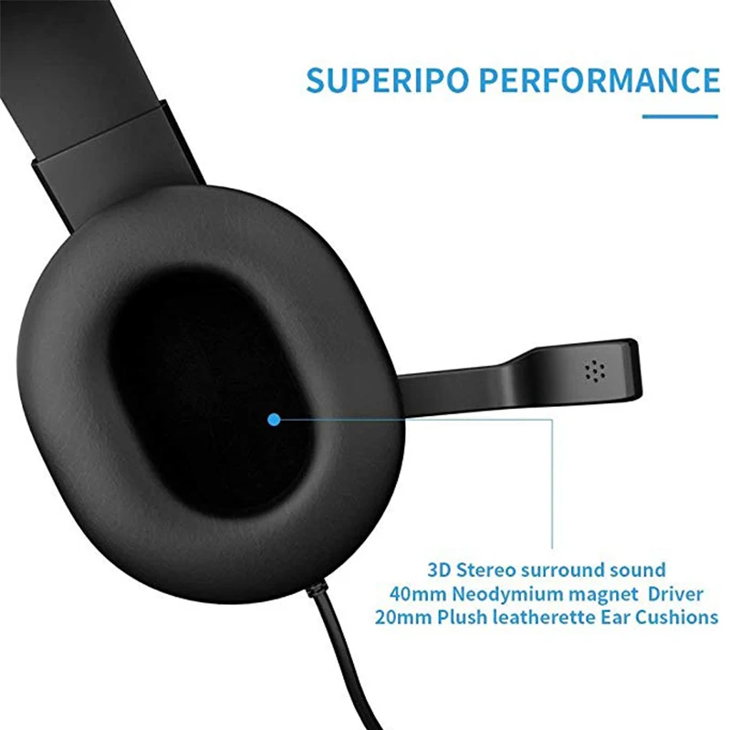 Stereo Gaming Headset for One PS4 3 5mm Wired Ovehead Gamer Headphone with Microphone Volume Control Game Earphone Wired Headset