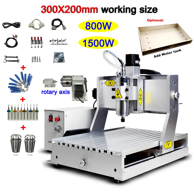 1500W Mini CNC Router 3020 200*300mm 800W 1.5kw Spindle Motor Cnc Engraver Engraving Milling&ampdrilling Machine for Wood Metal |