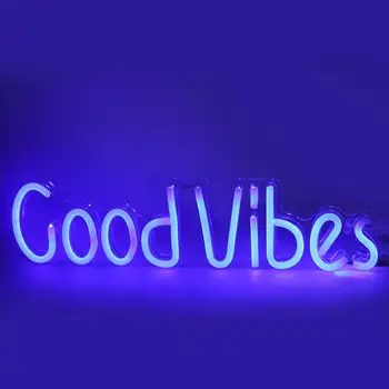 

LED Neon Light Good Vibes Letters Shaped Transparent Panel Neon Sign For Room Home Party Wedding Decoration USB Power Light
