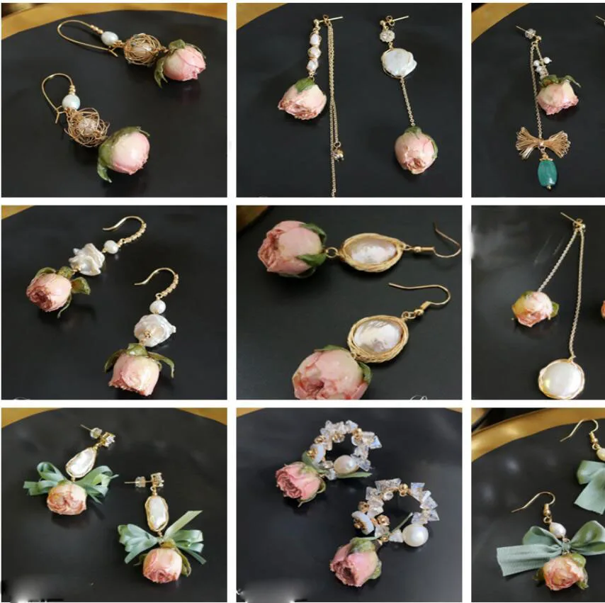 CSxjd натуральный пресноводный барочный жемчуг серьги Роза сухоцветы кулон серьги подарок для женщин хорошее ювелирное изделие