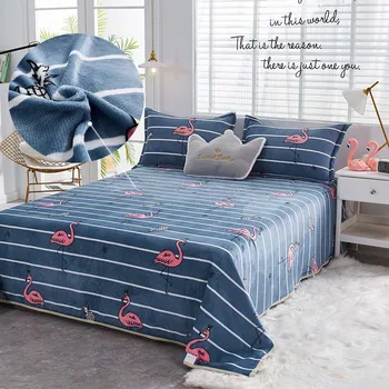 

YanTing Coral Velvet Flat Sheet With Pillowcase Europe Size Flannel Home Textile Anti Pilling Keep warm Bedding Set Machine Wash