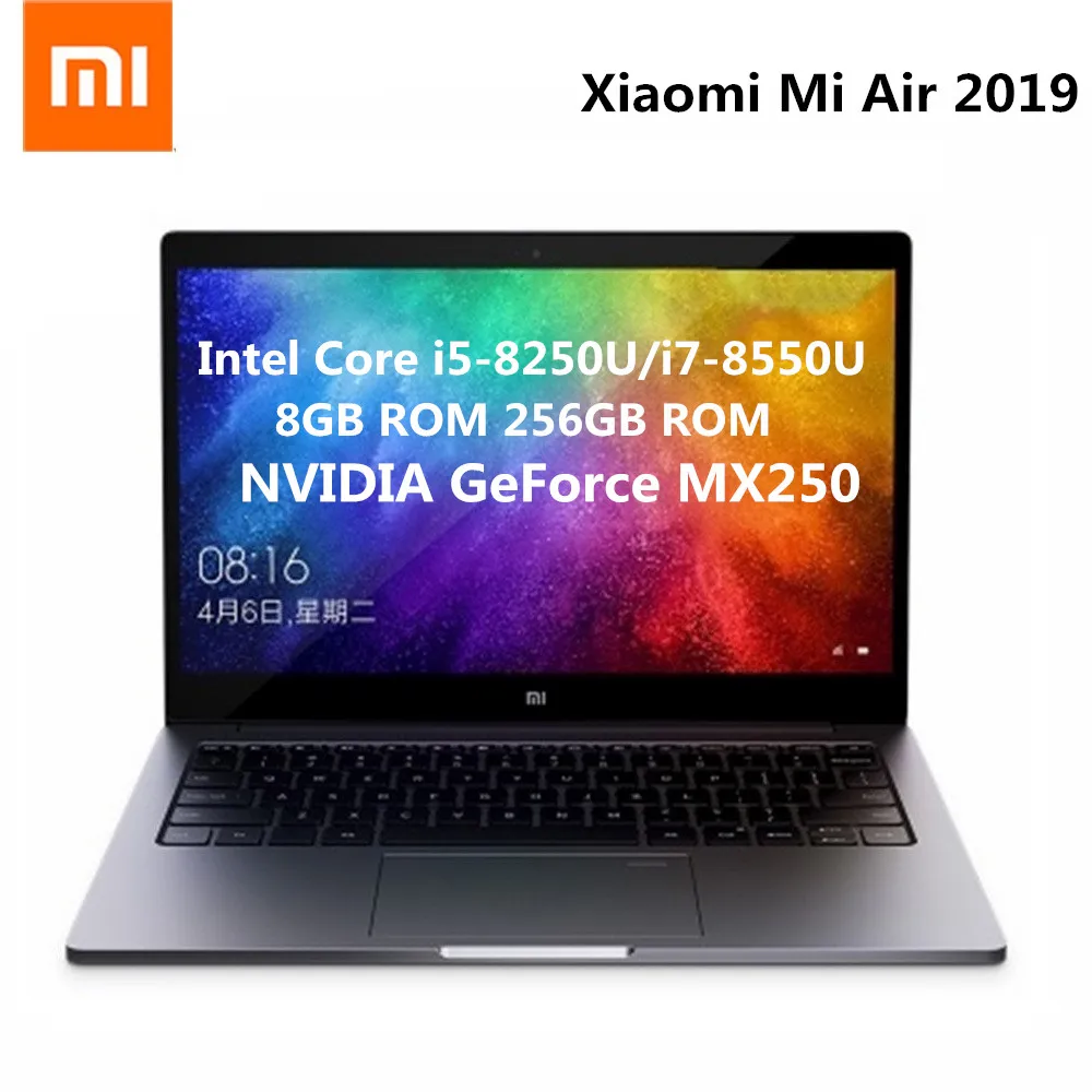 Xiaomi Mi Air 13,3 дюймовый ноутбук Windows 10 Intel Core i5-8250U/i7-8550U 1,6 GHz 8GB ram 256GB SSD датчик отпечатков пальцев