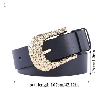 

Female Metal Pin Buckle Waistband Solid Black Waist Belt Pu Leather Vintage Adjustable High Waist Belts For Lady Jeans Dresses