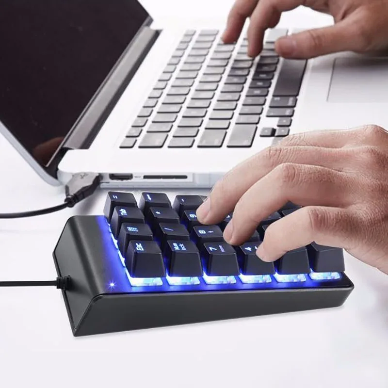 Интерфейс USB Механическая цифровая Проводная клавиатура 22 клавиши мини-клавиатура с подсветкой Numpad Расширенная раскладка красный переключатель