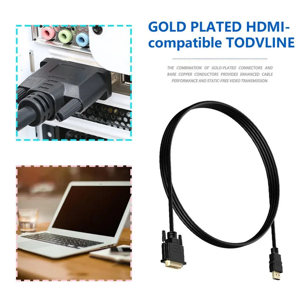 Lodenlli Adaptador HDMI a DVI-D Cable de Video-HDMI Macho a DVI Macho a HDMI a DVI Cable 1080p LCD de Alta resolución y monitores LED 