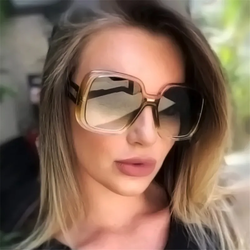 OLOEY женские винтажные градиентные солнцезащитные очки квадратные негабаритная