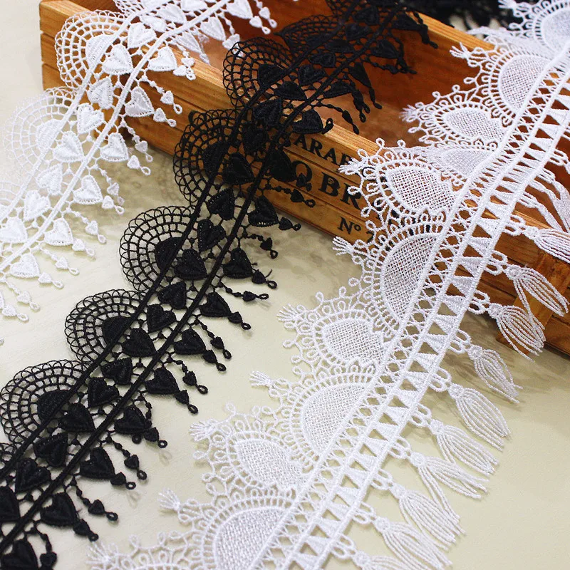 

2Yards Embroidery Hollow Love Tassel Lace Fabrics DIY Wedding Dress Lolita Sewing Accessories