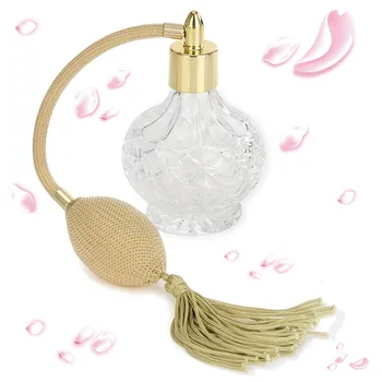 

80ml Clear Crystal Perfume Bottle Gold Long Spray Tassels Atomizer Pump Vintage Style Refillable Glass Bottles Makeup Tool