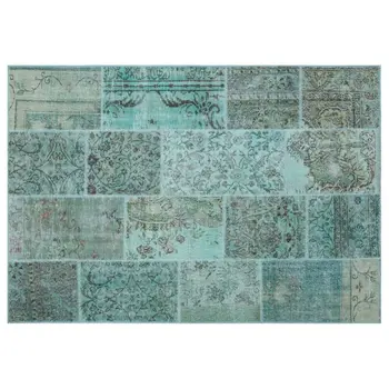 

Handmade Turquoise Vintage Overdyed Patchwork Area Rug 160x230 Cm-5'3''X7'7''