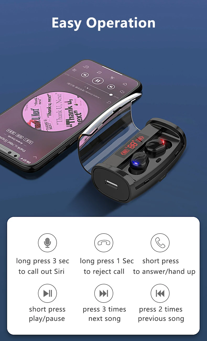 Bluetooth 5,0 наушники TWS мини скрытые в ухо IPX6 водонепроницаемые спортивные Микро стерео наушники наушник зарядный чехол шумоподавление