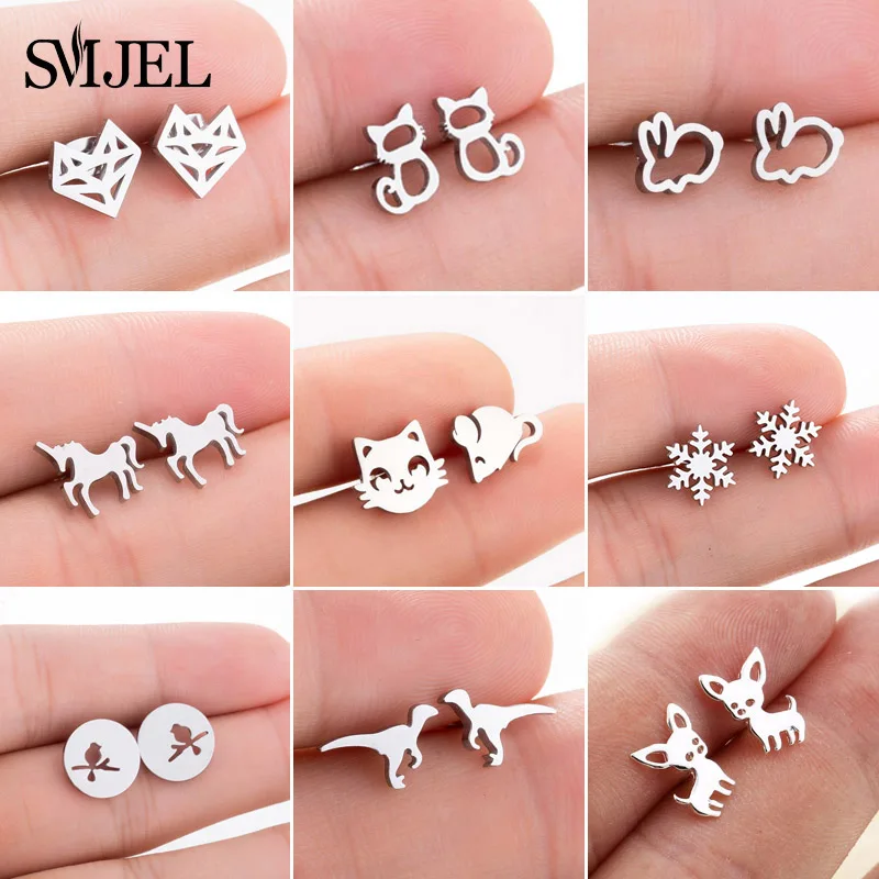 Женские серьги SMJEL корейские с милыми животными модные ювелирные украшения
