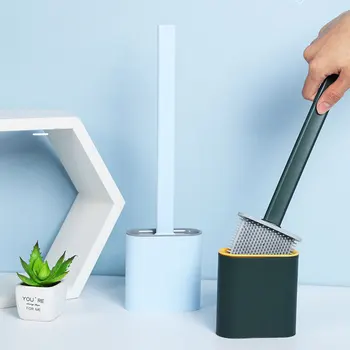 

Silicone Toilet Brush Kit Flexible Soft Bristles WC Brush Bathroom Toilet Cleaning Cleaner Tools Rubber Base For WC Accessories