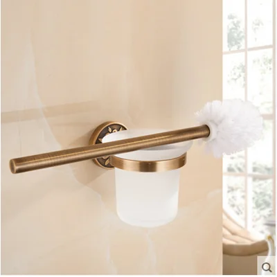 toilet brush holder Набор аксессуаров для ванной комнаты античный бронзовый резной алюминиевый набор для ванной полотенцесушитель, туалетная бумага держатель щетки, крючки - Цвет: toilet brush holder
