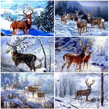

EverShine Diamond Embroidery Animal Picture Of Rhinestones Diamond Painting Kit Deer Cross Stitch Set Winter Needlework Wall Art