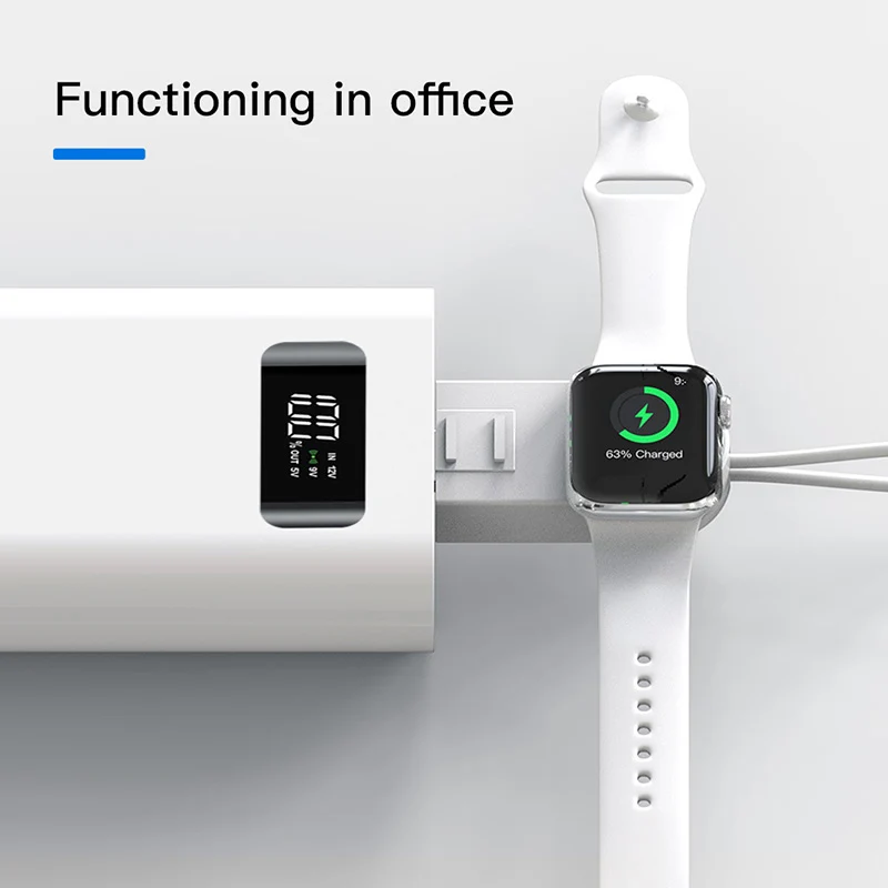Портативное беспроводное зарядное устройство 2 в 1 для Apple Watch 5 4 3 Регулируемый USB