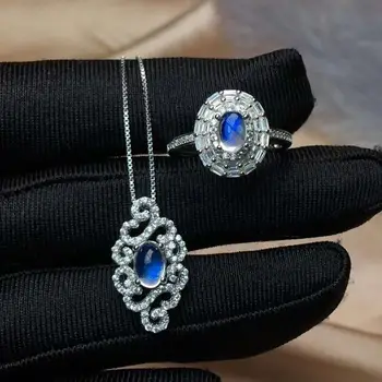 

Real Natural Moonstone jewelry set Natural Real Moonstone 925 sterling silver 1pc pendant,1pc ring